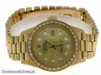 Rolex Oyster Perpetual Datejust Ladies 18K Gold Diamond Watch Rolex Vintage
