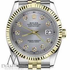 Men`s Rolex 36mm Datejust2Tone Grey Color Dial with Diamond Accent RT