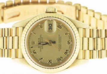 ROLEX LADIES DATEJUST WATCH 18CT YELLOW GOLD PRESIDENT W/ DIAMONDS ROLEX OYSTER