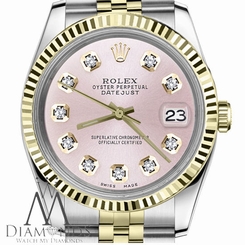 Barbie Metallic Pink 26mm Rolex Datejust 18K 2Tone Diamond Jubilee Oyster Watch
