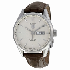 Tag Heuer Carrera Silver Dial Brown Leather Mens Watch WAR201BFC6291