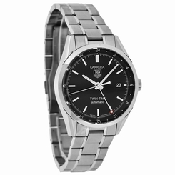 Tag Heuer Carrera Mens Twin-Time Black Dial Swiss Automatic Watch WV2115.BA0787