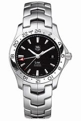AUTHENTIC TAG HEUER LINK WJF2116.BA0570 DUAL TIME BLACK AUTOMATIC MENS GMT WATCH