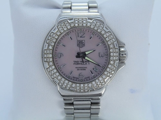 Ladies Tag Heuer Formula 1 Sparkling Watch Pink Dial Diamond 35mm RETAIL ~$3000