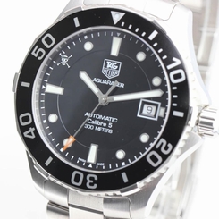 Pre-Owned TAG HEUER Aquaracer Calibre5 OnePiece WAN2114 BA0822 Men's SS Black,MD