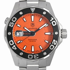 New TAG HEUER WAJ1113.BA0870 Aquaracer 500M SS Quartz Orange Dial Mens Watch, PD