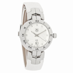 Tag Heuer Link Ladies Leather Strap Crystal Markers Swiss Quartz WAT1411.FC6316