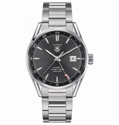 Tag Heuer Carrera Grey Dial Twin Time Automatic Men's Steel Watch WAR2012.BA0723 7612533107816