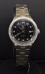 Tag Heuer Carrera Ladies Steel Diamond Bezel Black Diamond Dial Ref.WV2412