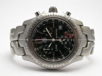 TAG HEUER LINK QUARTZ STYLE #CN111H TACHYMETRE BLACK DIAL 3 SUB DIALS MENS WATCH