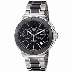 Tag Heuer Women's 'Formula 1' Stainless Steel Black Ceramic Chronograph Watch CA