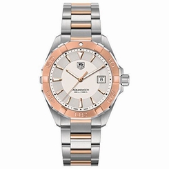 Tag Heuer Aquaracer Silver Dial Steel and 18kt Rose Gold Mens Watch WAY1150.BD09