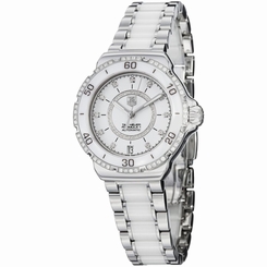 Tag Heuer Formula 1 Diamond Automatic Steel and White Ceramic Ladies Watch WAU22