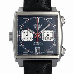 TAG Heuer Men's CAW211P.FC6356 Monaco Analog Swiss Automatic Black Leather Watch
