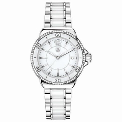 TAG HEUER WAH1213.BA0861 LADIES WHITE CERAMIC DIAMONDS 37MM QUARTZ WATCH