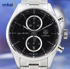 TAG Heuer Men's Carrera Cal 1887 Steel on Steel Black Face 41mm Chrono Watch