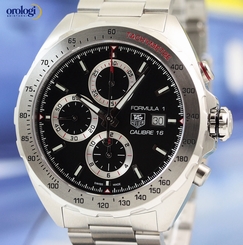 TAG Heuer Men's Formula 1 Calibre 16 Steel on Steel Chrono Auto Watch Black Face 755702097147