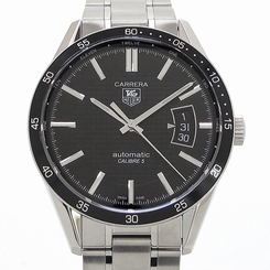  Pre-Owned Tag Heuer Carrera Calibre 5 SS Black Dial Men's Auto Watch WV211M-0,MR