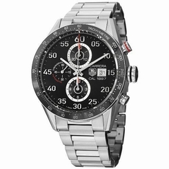 Tag Heuer Carrera Black Dial Stainless Steel Automatic Chronograph Mens Watch CA 7612533104365