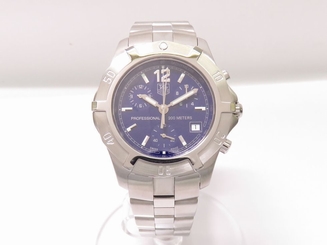 Pre-Owned TAG HEUER CN1112 2000 Professional Chronograph SS Men's Blue Quartz,MD