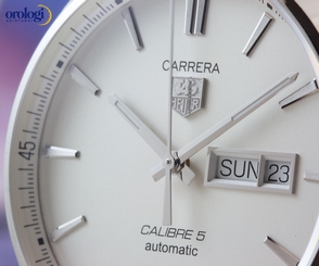 TAG Heuer Men's Carrera Day-Date Automatic Steel on Brown Leather Silver Face 683498427186