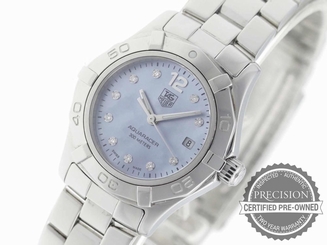 TAG HEUER AQUARACER 2000 QUARTZ BLUE MOP DIAMOND DIAL DATE 27MM WAF1419.BA0813 760643091703
