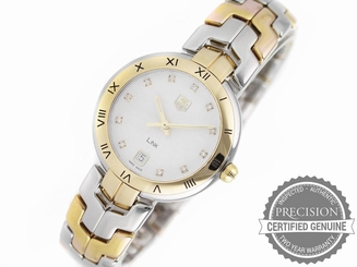 TAG HEUER LINK QUARTZ DIAMOND SILVER DIAL 18K YELLOW GOLD BEZEL WAT1350.BB0957 683498433347