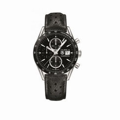 Tag Heuer Men's CV201AJ.FC6357 Carrera Chronograph Automatic Black Leather Watch