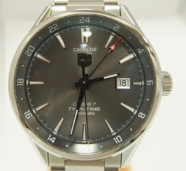 Pre-Owned TAG HEUER Carrera Calibre 7 Twin Time WAR2012 Men's SS/AT Gray, MD