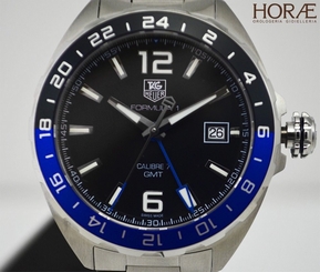 Tag Heuer Men's Formula 1 GMT Automatic Black Dial Blue Bezel WAZ211A.BA0875 NEW