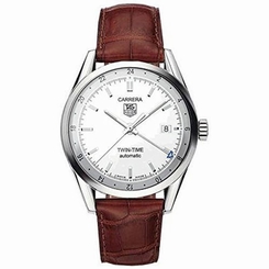 TAG Heuer Men's WV2116.FC6181 Carerra Calibre 7 Twin Time Automatic White Dial B 760643065728