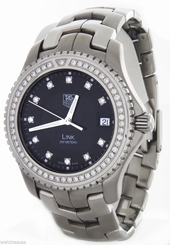 Tag Heuer Men's Link Black Diamond Dial Stainless Steel Swiss Watch WJ1117-0