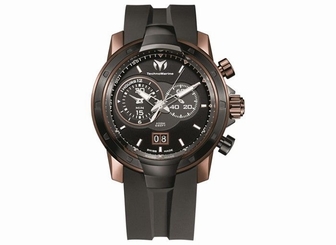 TechnoMarine UF6 Watch, Men's Swiss Chronograph UF6 Black Silicone Strap 45 mm 7640133231952