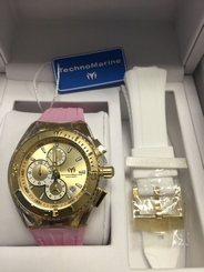 Technomarine TM-115311 Unisex Cruise Star 40mm Gold Dial Watch Bonus Pink Strap