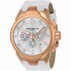 TECHNOMARINE MEN'S SEA DREAM 48MM WHITE LEATHER BAND QUARTZ WATCH TM-715024