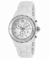 TechnoMarine TE-110031C Women's Diamond Cruise Chrono White Ceramic and Dial