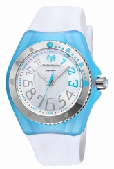 Ladies TechnoMarine Cruise White Silicone Band Blue Cover Watch TM-115224