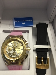Technomarine TM-115311 Unisex Cruise Star 40mm Gold Dial Watch Bonus Pink Strap