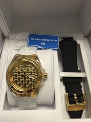 Technomarine TM-115022 Cruise Monogram 40mm Gold Dial Watch + Bonus Black Strap