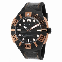 Technomarine TM-514002 Mens Black Dial Quartz Watch with Silicone Strap