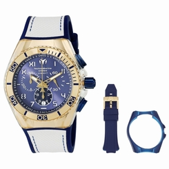 Mens TechnoMarine Cruise California White Blue Silicone Chrono Watch TM-115010
