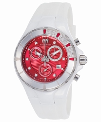 TechnoMarine TE-110078 Women's Diamond Cruise Chrono White Silicone Red Dial