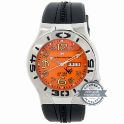 Technomarine Abyss ABS19 Quartz Steel Orange Dial Mens Strap Watch Day Date