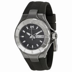 Technomarine 110026 Unisex Black Dial Analog Quartz Watch with Rubber Strap