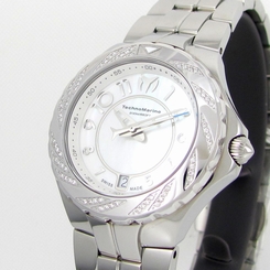 New TECHNOMARINE 713004 Sea Pearl White Dial Diamond Bezel Steel Ladies WatchG
