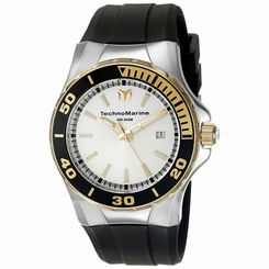 Technomarine 215055 Mens Silver Dial Analog Quartz Watch with Silicone Strap
