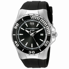 Technomarine 215054 Mens Black Dial Analog Quartz Watch with Silicone Strap