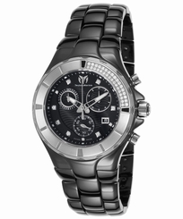 TechnoMarine TE-110029C Unisex Cruise Diamond Chrono Black Ceramic and Dial