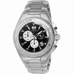 TechnoMarine 215037 Mens Steel Bracelet & Case Swiss Quartz Black Dial Analog Wa
