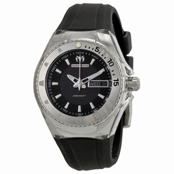 Technomarine 110036 Womens Black Dial Analog Quartz Watch with Rubber Strap